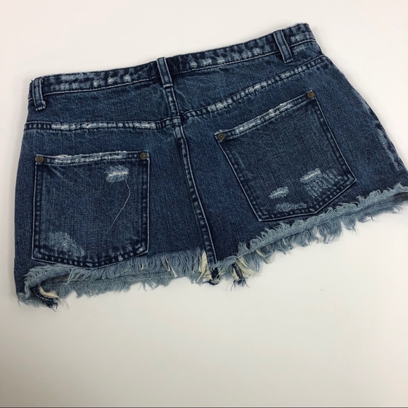 Free People Deconstructed Distressed Denim Skirt 6 - Picture 2 of 8